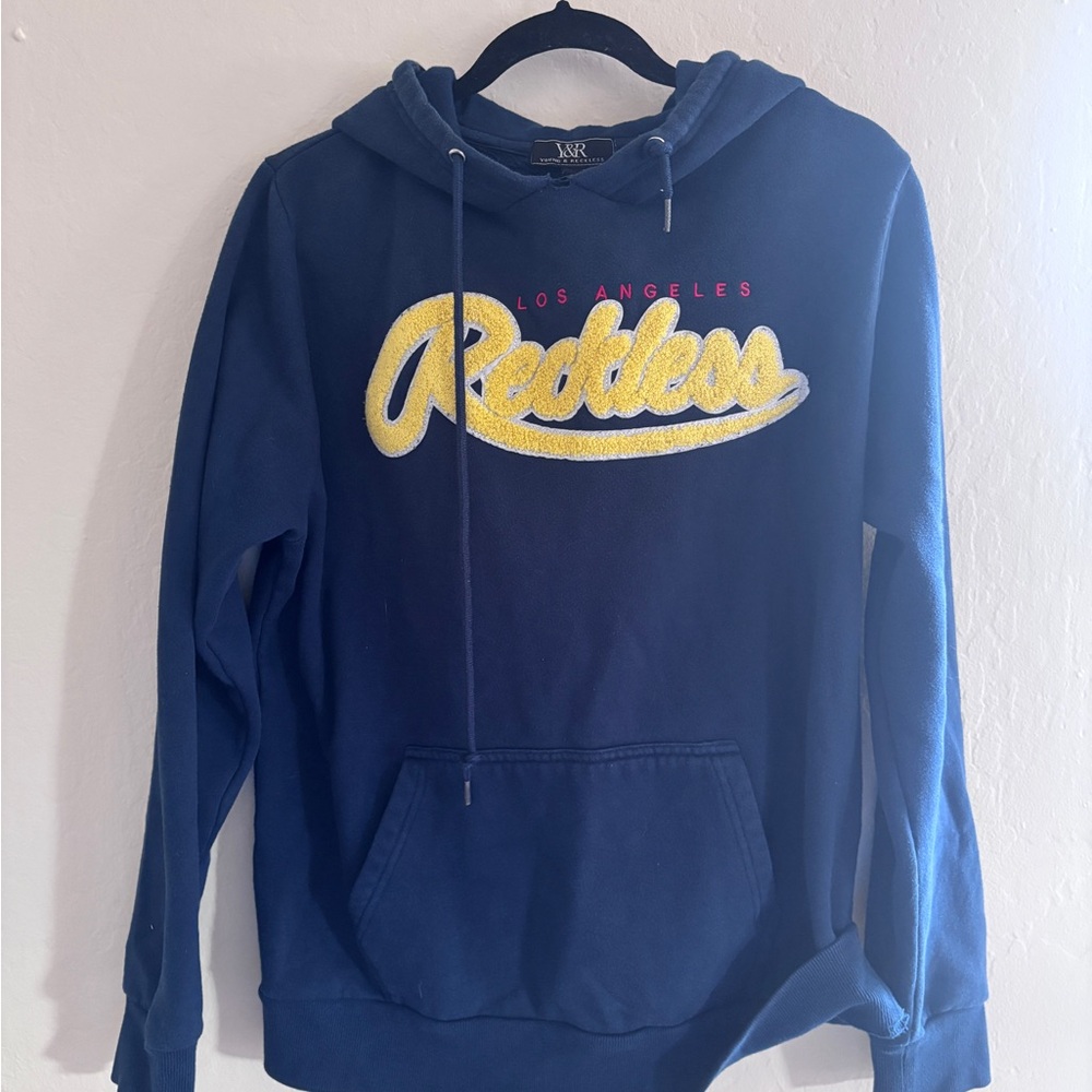 Young & Reckless Navy Hoodie with Yellow Detail